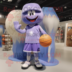 Lavender Basketball Ball mascot costume character dressed with a Baseball Tee and Cummerbunds