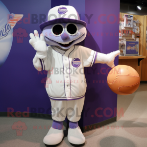 Lavender Basketball Ball mascot costume character dressed with a Baseball Tee and Cummerbunds