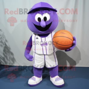 Lavender Basketball Ball mascot costume character dressed with a Baseball Tee and Cummerbunds