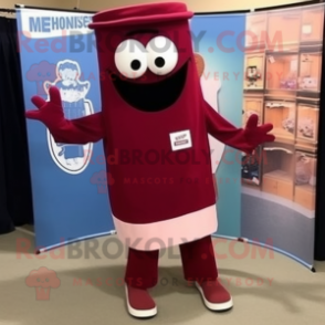 Maroon Camera mascot costume character dressed with a Oxford Shirt and Shawl pins