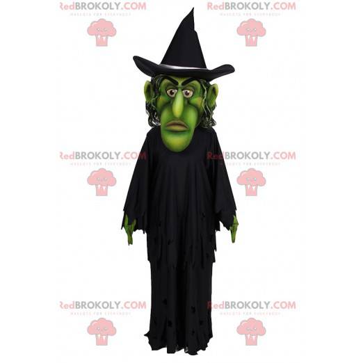 Green wizard mascot with his cape and black hat - Redbrokoly.com