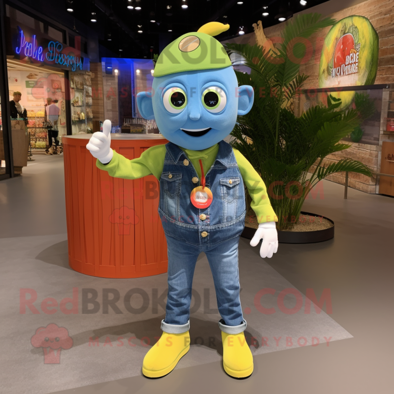 Olive Lemon mascot costume character dressed with a Denim Shirt and Bracelets Olive Lemon mascot costume character dressed with a Denim Shirt and Bracelets