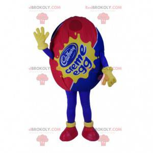Mascote do ovo de chocolate, azul e vermelho - Redbrokoly.com