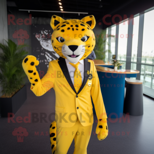Gul Cheetah maskot-kostyme...