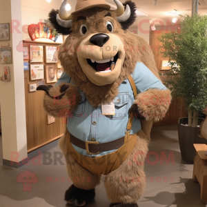 Tan Bison maskot kostume...