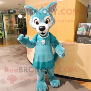 Teal Dingo mascotte kostuum...