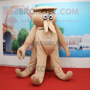 Beige Octopus mascotte...