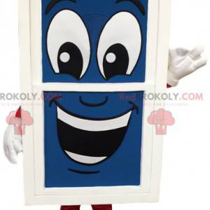 Mascota de ventana gigante azul, blanca y roja - Redbrokoly.com