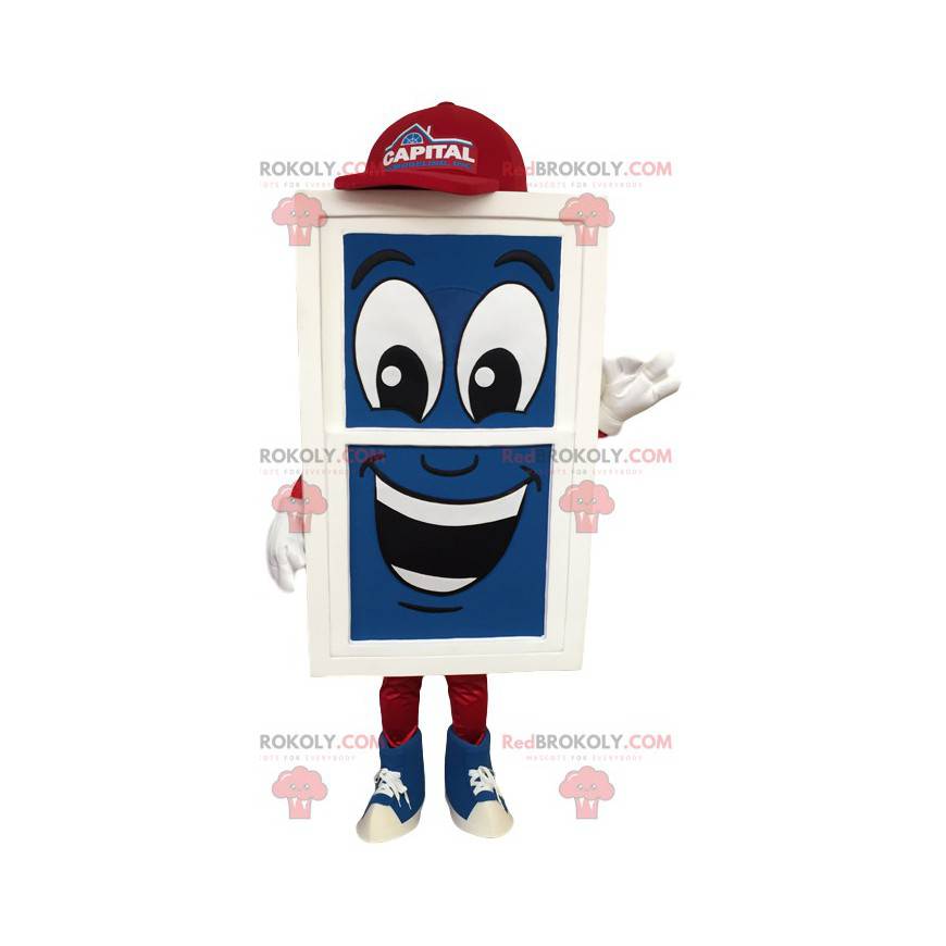 Giant blue, white and red window mascot - Redbrokoly.com