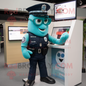 Teal Police Officer maskot...