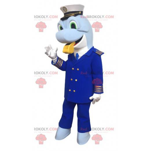 Delfin maskot i kaptein kostyme - Redbrokoly.com