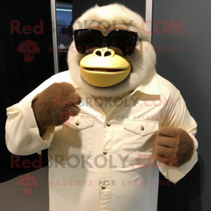 Cream Gorilla maskot kostym...