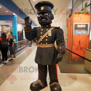 Black American Soldier mascot costume character dressed with a Empire Waist Dress and Rings