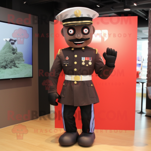 Black American Soldier mascot costume character dressed with a Empire Waist Dress and Rings