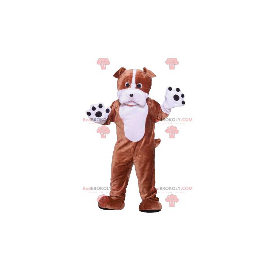 Hnědý a bílý pes maskot - Redbrokoly.com