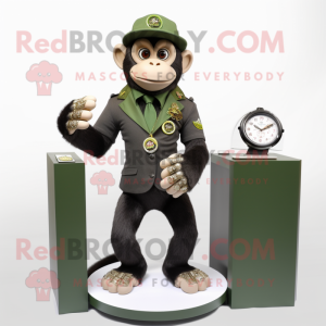 Olive Chimpanzee mascot costume character dressed with a Suit Jacket and Bracelet watches