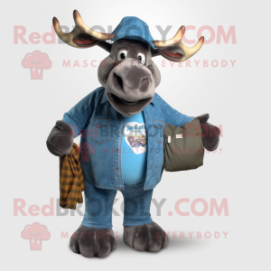 Cyan Moose mascotte kostuum...