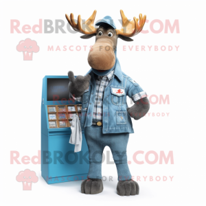 Cyan Moose mascotte kostuum...