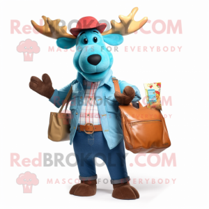 Cyan Moose mascotte kostuum...