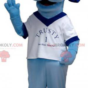 Blue dog mascot with a white t-shirt - Redbrokoly.com