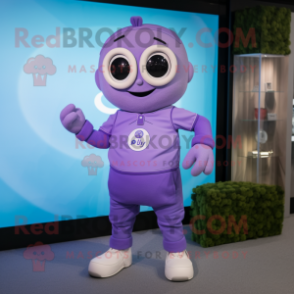 Lavender Alliance mascot costume character dressed with a Polo Shirt and Smartwatches