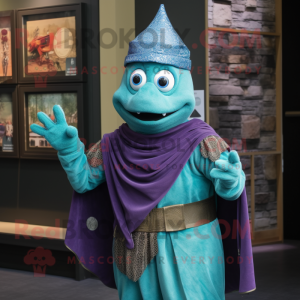 Turkis Wizard maskot drakt...