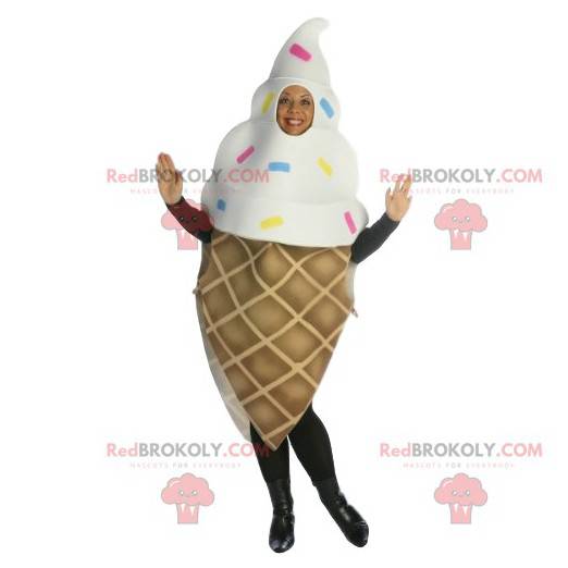 Vanilla ice cream cone mascot and its decoration -