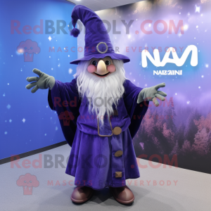 nan Wizard mascot costume character dressed with a Vest and Hair clips