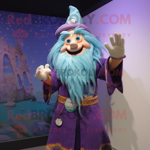 nan Wizard mascot costume character dressed with a Vest and Hair clips