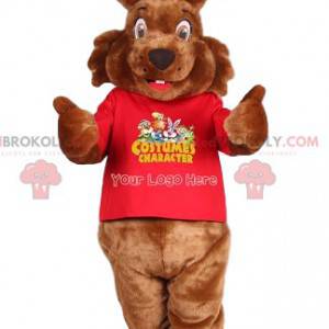 Brown rabbit mascot and red jersey - Redbrokoly.com