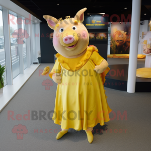 Gold Pig maskot kostume...