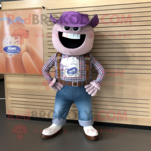 Lavender Bbq Ribs mascot costume character dressed with a Cargo Pants and Necklaces