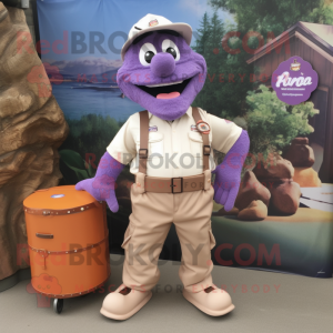 Lavender Bbq Ribs mascot costume character dressed with a Cargo Pants and Necklaces