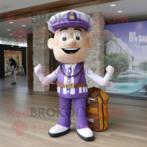 Lavender Bbq Ribs mascot costume character dressed with a Cargo Pants and Necklaces