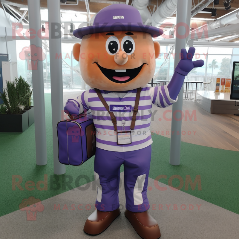 Lavender Bbq Ribs mascot costume character dressed with a Cargo Pants and Necklaces Lavender Bbq Ribs mascot costume character dressed with a Cargo Pants and Necklaces