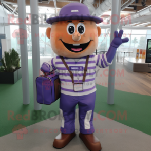 Lavender Bbq Ribs mascot costume character dressed with a Cargo Pants and Necklaces