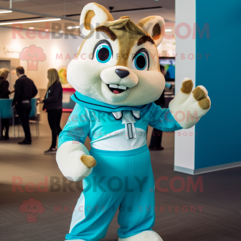 Cyan Chipmunk mascot costume character dressed with a Romper and Ties Cyan Chipmunk mascot costume character dressed with a Romper and Ties