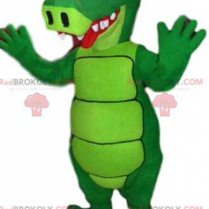 mascotte d'aligator vert fluo et rigolo - Redbrokoly.com