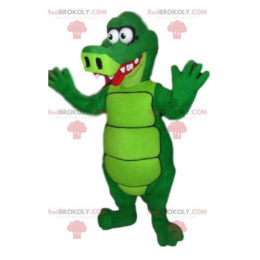 mascota cocodrilo verde neón y divertido - Redbrokoly.com