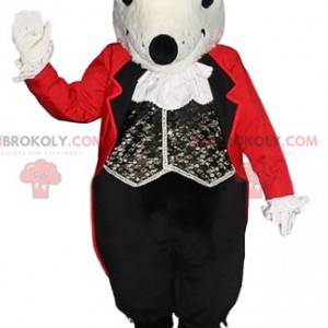 Maskot šedá krysa s kostýmem komorníka - Redbrokoly.com
