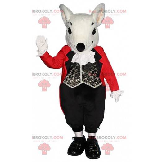 Kleine grijze rat mascotte met zijn bediende kostuum -