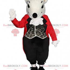 Mascote ratinho cinza com sua fantasia de valet - Redbrokoly.com