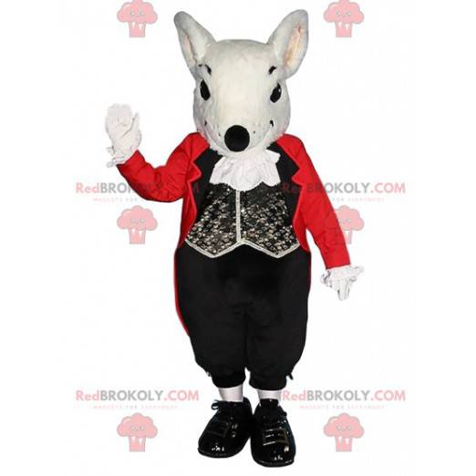 Mascot rata gris con su traje de valet - Redbrokoly.com