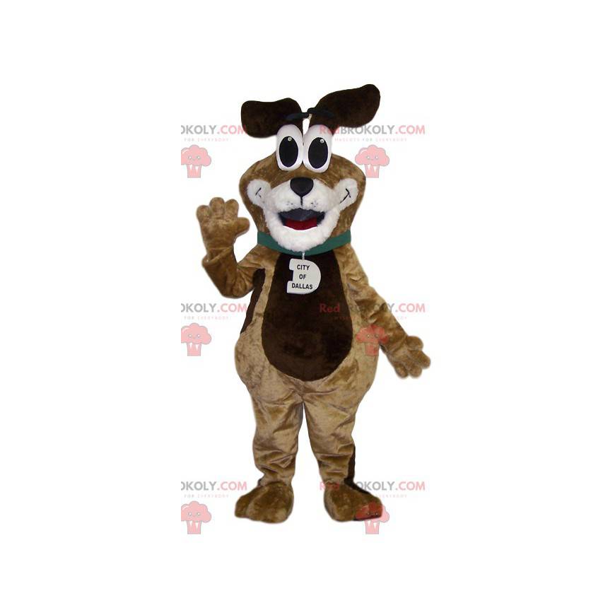 Very funny brown and white dog mascot - Redbrokoly.com