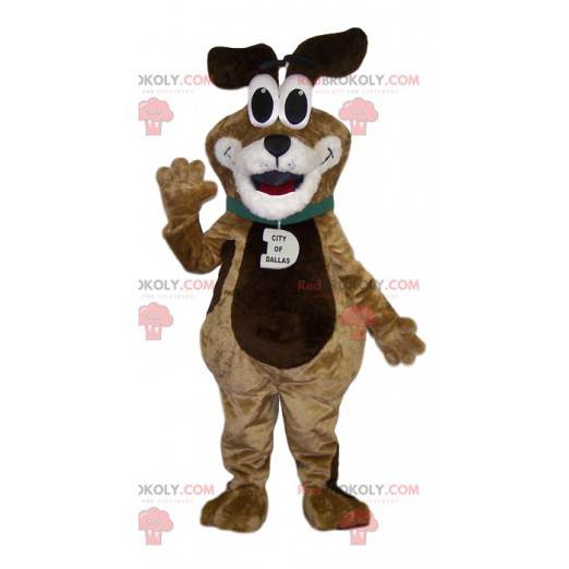 Mycket rolig brun och vit hundmaskot - Redbrokoly.com