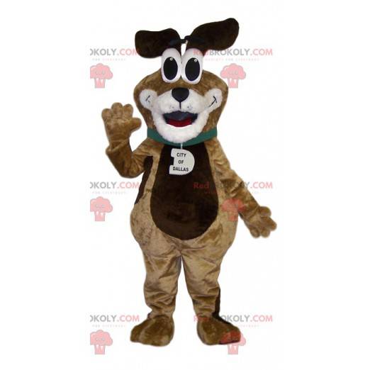 Velmi vtipný hnědý a bílý psí maskot - Redbrokoly.com