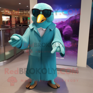 Teal Pigeon maskot kostume...