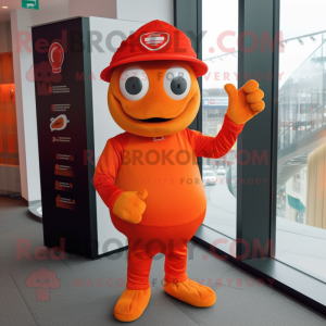 Röd Orange maskot kostym...