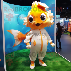 Cream Goldfish maskot...