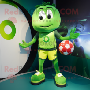 Green Handball Ball mascot costume character dressed with a Playsuit and Belts
